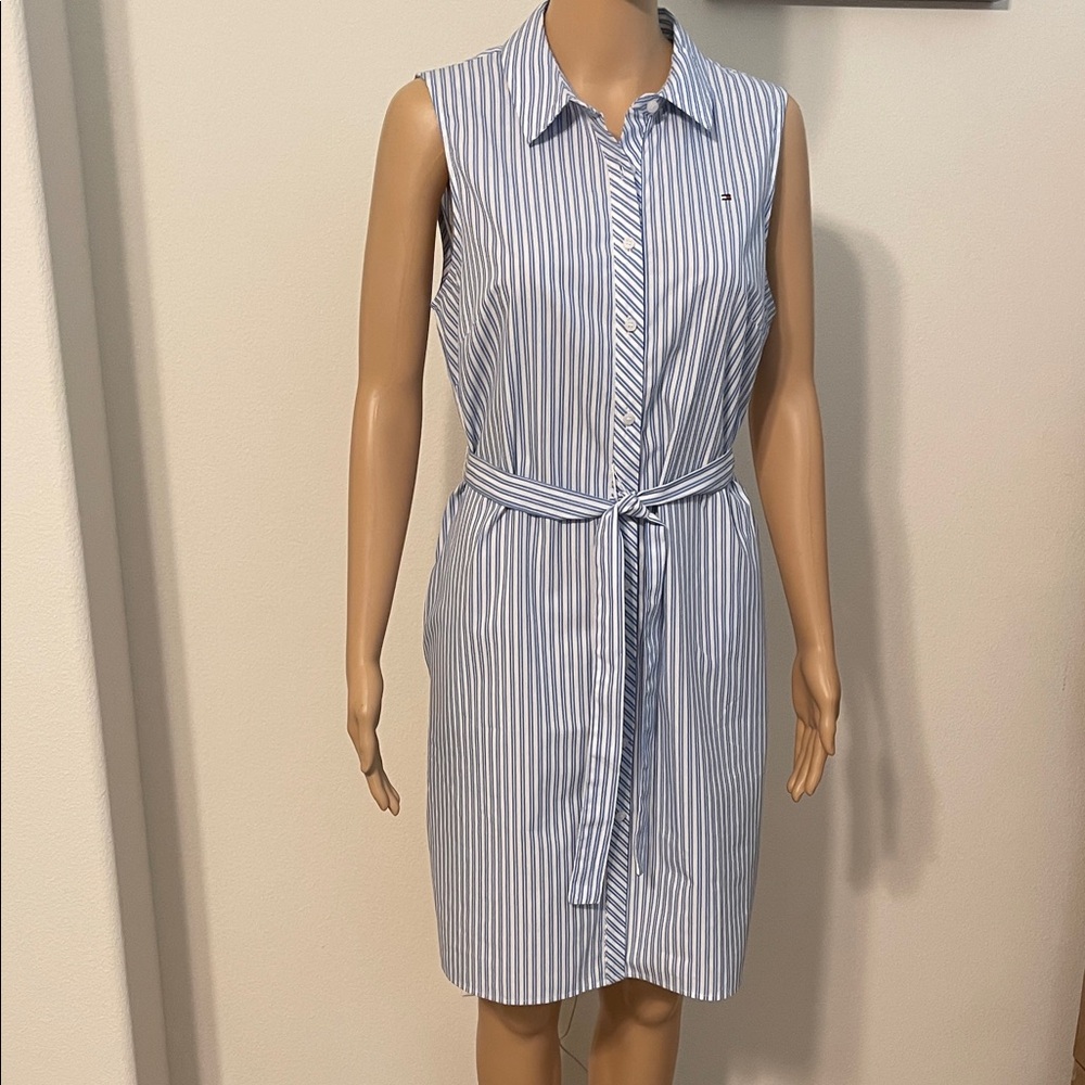 NWT Tommy Hilfiger Blue & White Striped Shirt Dress - Picture 15 of 15